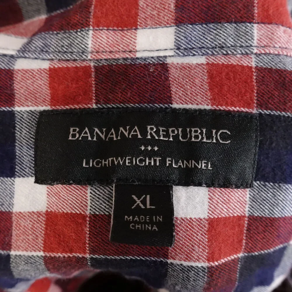 BANANA REPUBLIC LIGHTWEIGHT FLANNEL CHECK BUTTON DOWN SHIRT MENS SIZE‎ XL